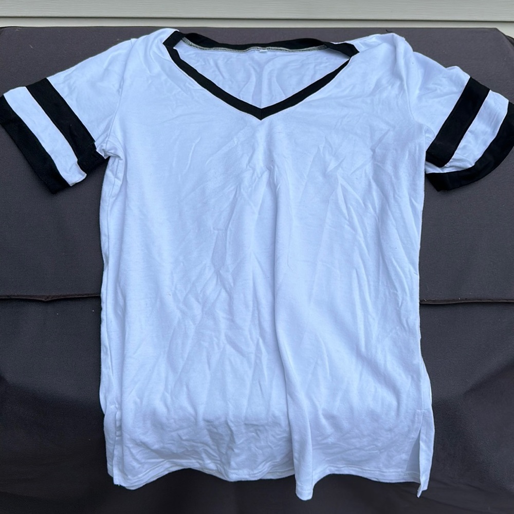 Black and white v-neck shirt